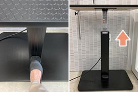 写真：テーブルの上げ方