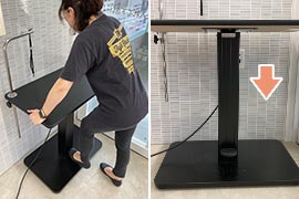 写真：テーブルの上げ方