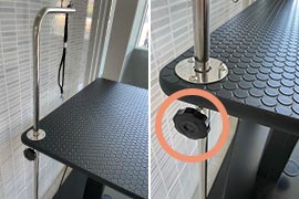 写真：落下防止アームの使い方（Bルームのみ）